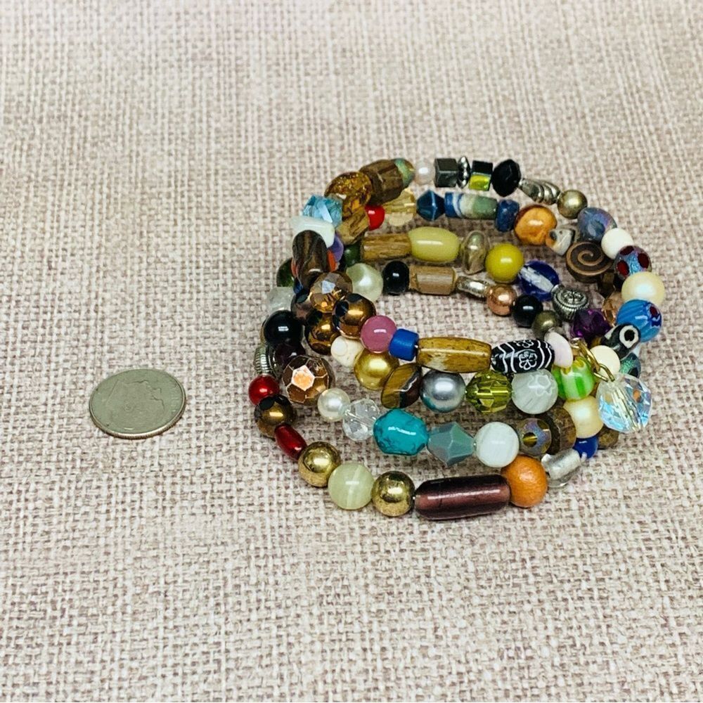 Multi Bead Memory Coil Bracelet